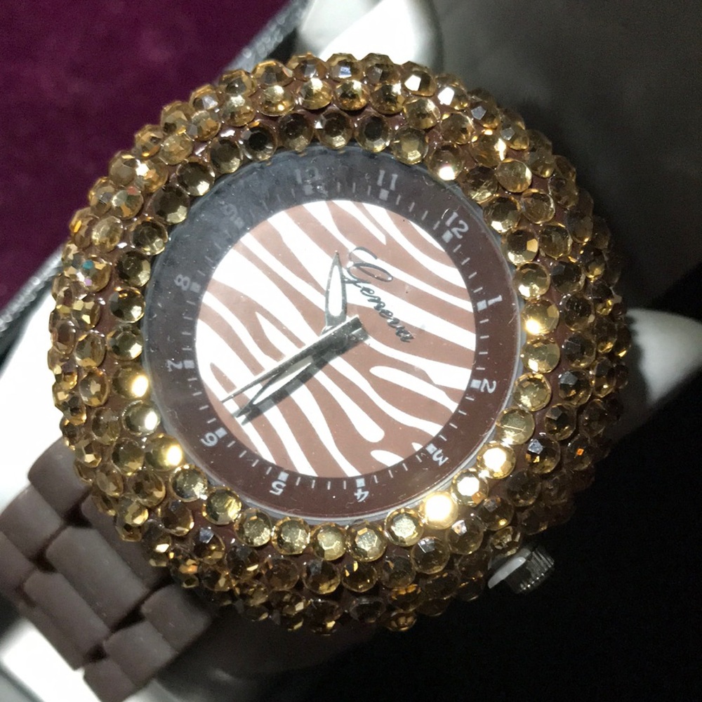 Geneva rhinestone wrist watch